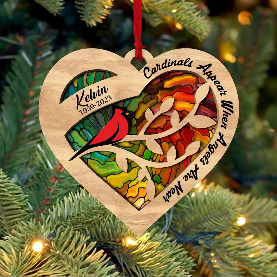 Cardinals Appear When Angels Are Near - Personalized Suncatcher Ornament, Memorial Gift