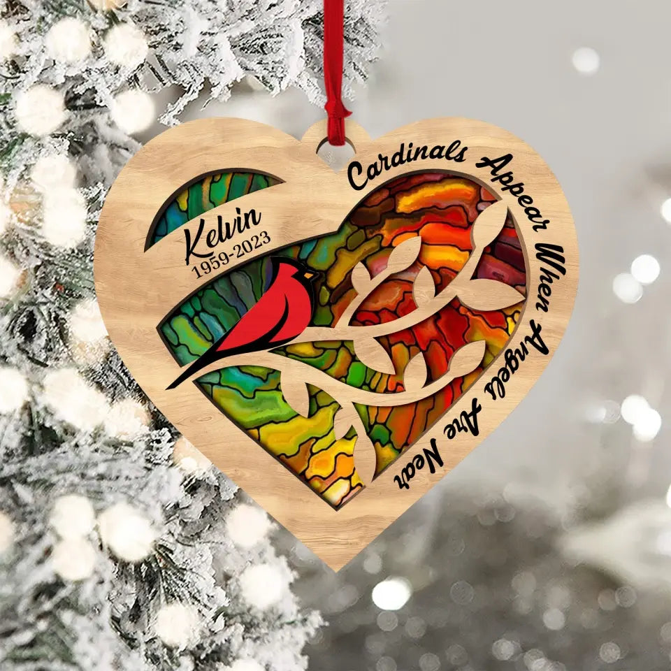 Cardinals Appear When Angels Are Near - Personalized Suncatcher Ornament, Memorial Gift