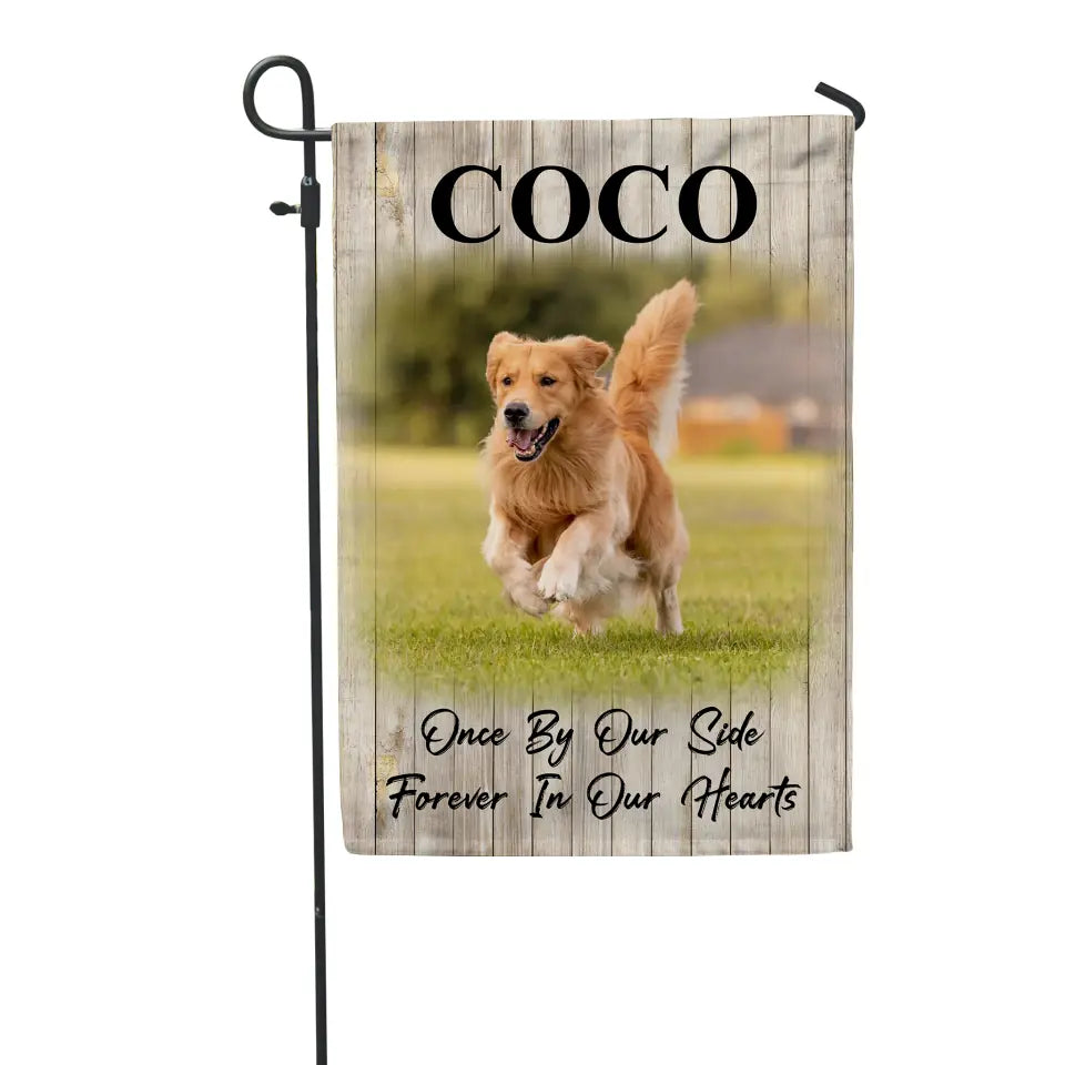 Once By Our Side Forever In Our Hearts - Personalized Garden Flag, Gift For Dog Lover