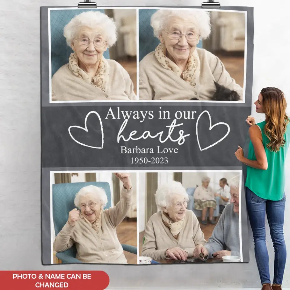 Always In Our Hearts - Personalized Blanket, Memorial Gift