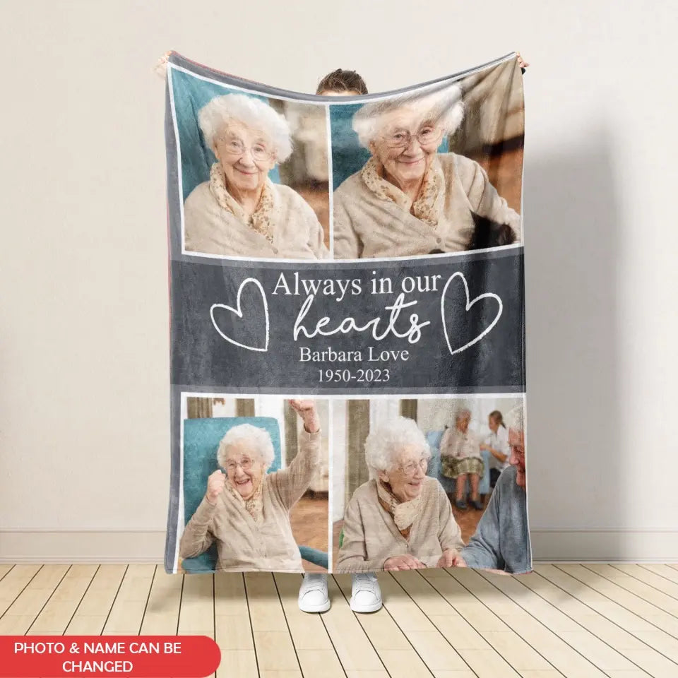 Always In Our Hearts - Personalized Blanket, Memorial Gift