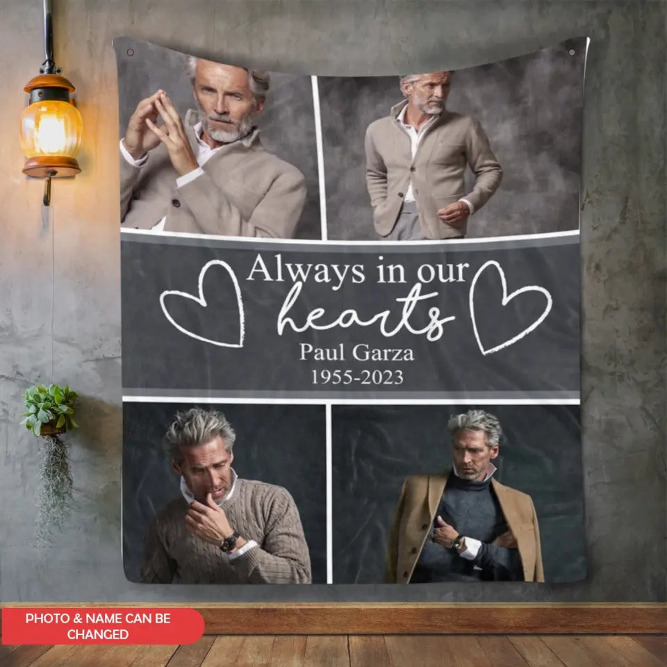 Always In Our Hearts - Personalized Blanket, Memorial Gift