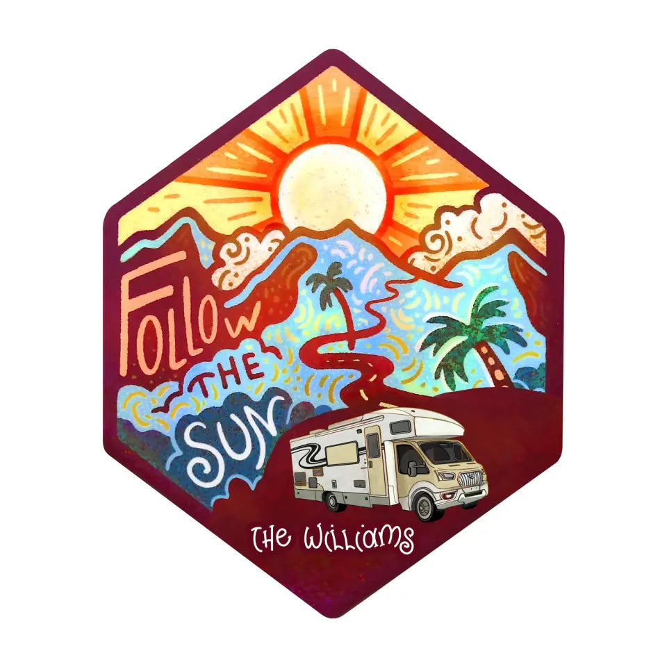 Follow The Sun - Personalized Decal, Gift For Camping Lover