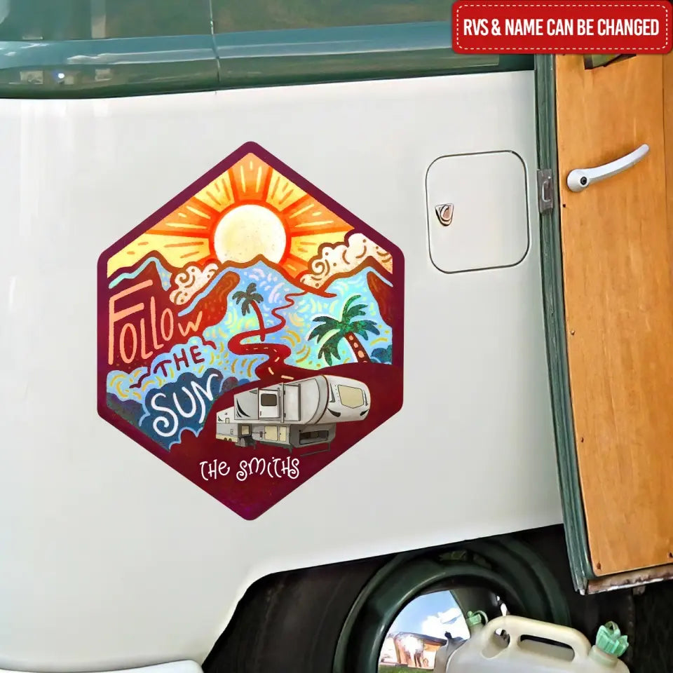 Follow The Sun - Personalized Decal, Gift For Camping Lover