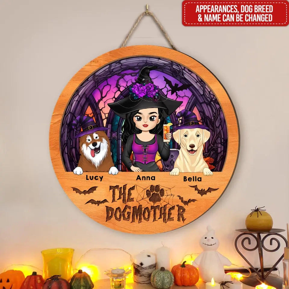The DogMother - Personalized Wood Sign, Halloween Gift