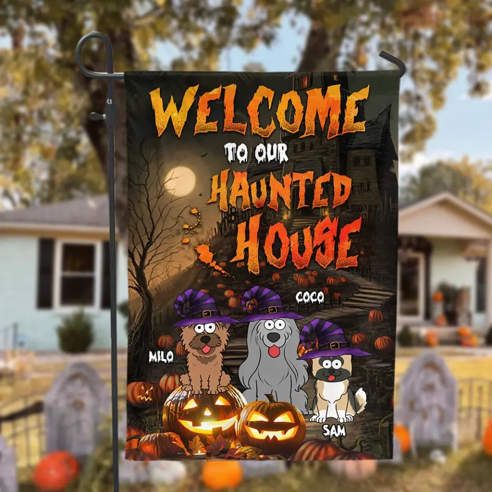 Welcome To Our Haunted House - Personalized Garden Flag, Gift For Halloween