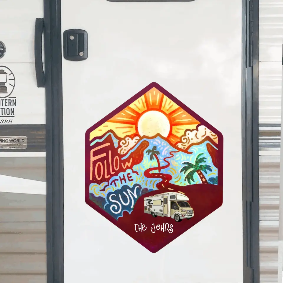 Follow The Sun - Personalized Decal, Gift For Camping Lover