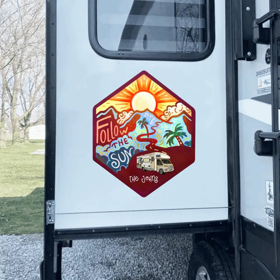 Follow The Sun - Personalized Decal, Gift For Camping Lover