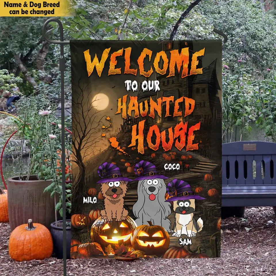 Welcome To Our Haunted House - Personalized Garden Flag, Gift For Halloween