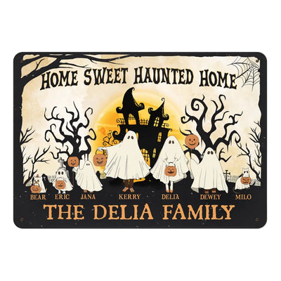 Home Sweet Haunted Home - Personalized Metal Sign, Halloween Gift
