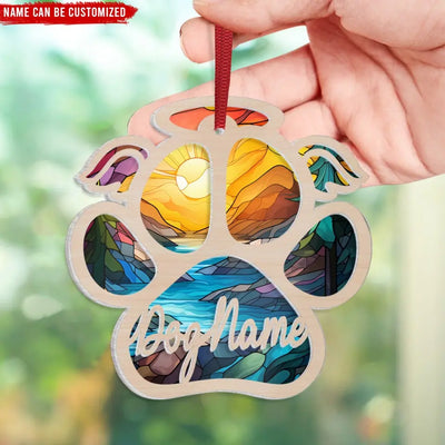Pet Pawprints Stained Glass - Personalized Suncatcher Ornament