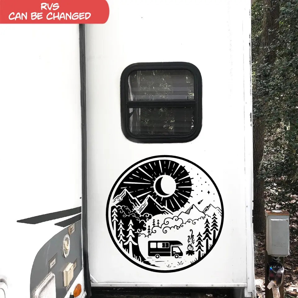 Yin Yang Camping - Personalized Decal, Camping Gift