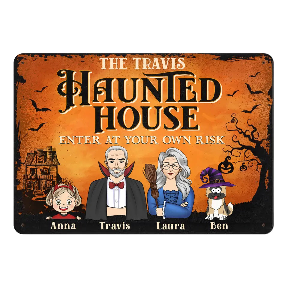 Enter At Your Own Risk - Personalized Metal Sign, Halloween Gift