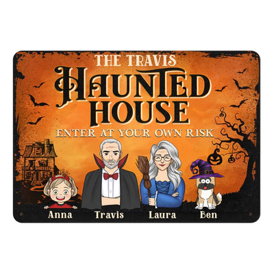 Enter At Your Own Risk - Personalized Metal Sign, Halloween Gift