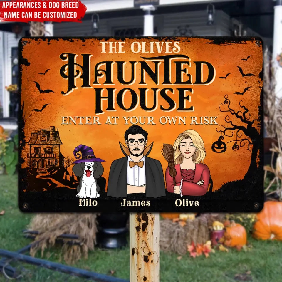 Enter At Your Own Risk - Personalized Metal Sign, Halloween Gift