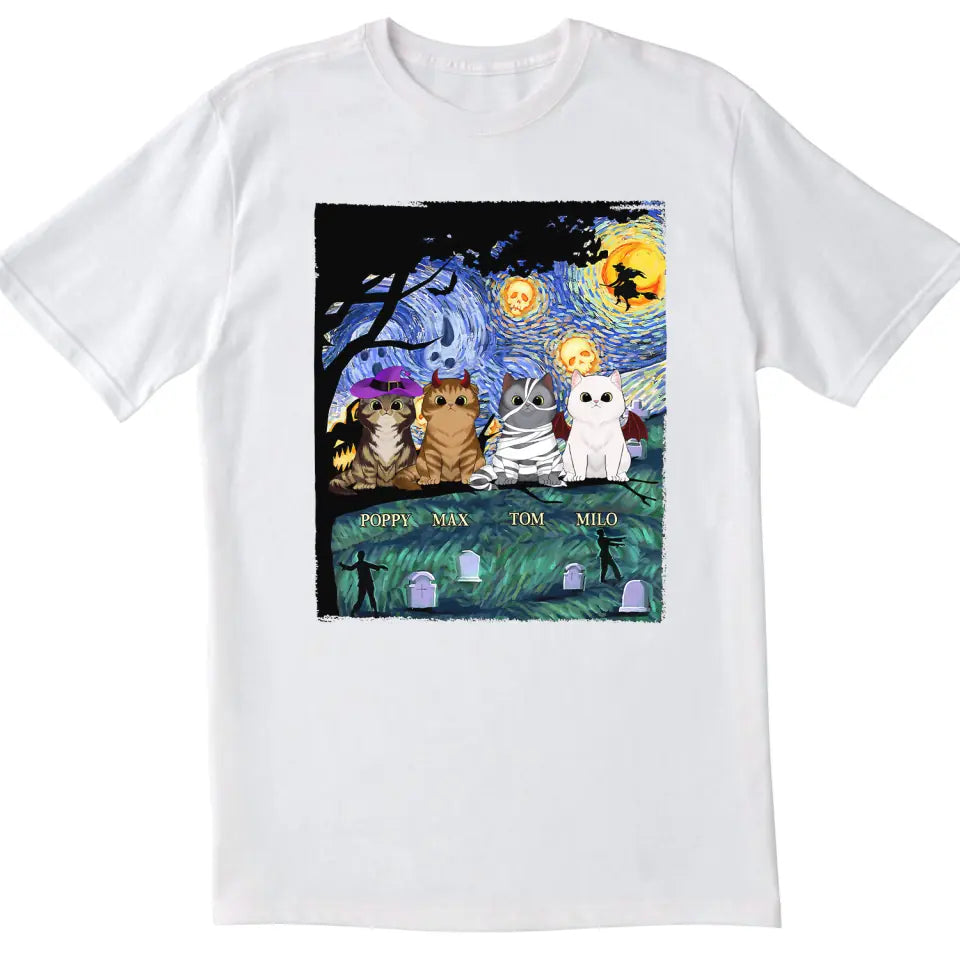 Costume Cat Star Night - Personalized T-Shirt, Halloween Gift