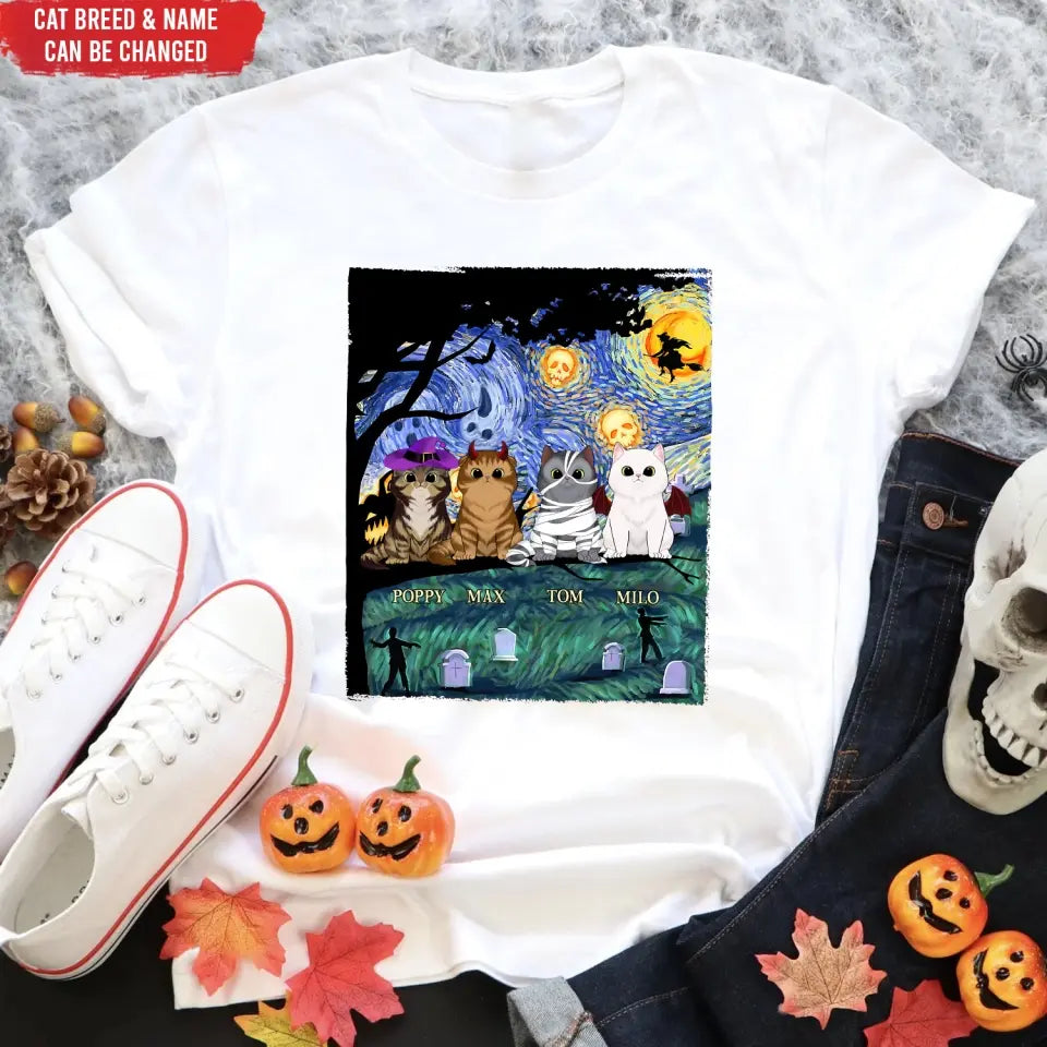Costume Cat Star Night - Personalized T-Shirt, Halloween Gift