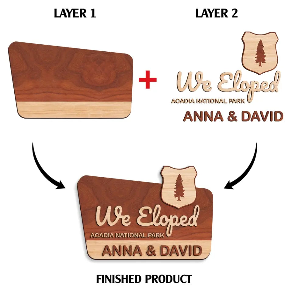 We Eloped - Personalized Wood Sign, Gift For Camping Lover