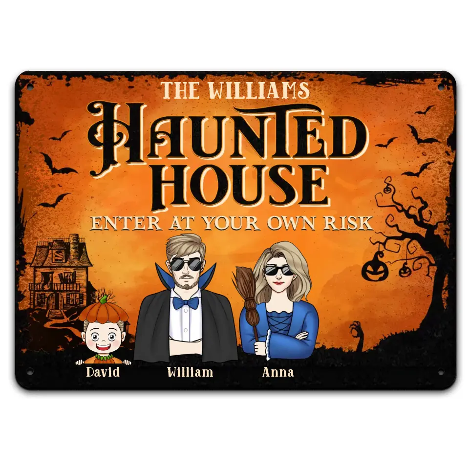 Enter At Your Own Risk - Personalized Metal Sign, Halloween Gift
