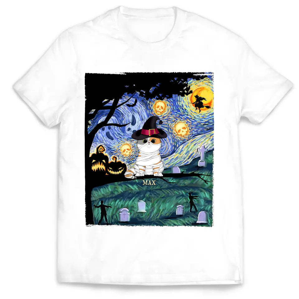 Costume Cat Star Night - Personalized T-Shirt, Halloween Gift