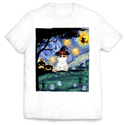 Costume Cat Star Night - Personalized T-Shirt, Halloween Gift