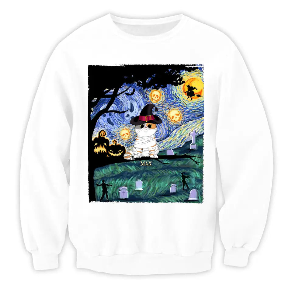 Costume Cat Star Night - Personalized T-Shirt, Halloween Gift