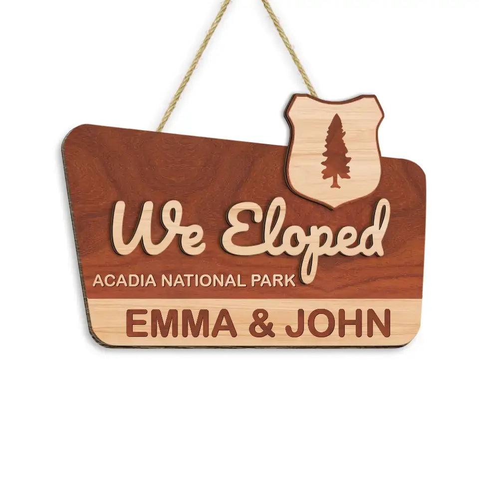 We Eloped - Personalized Wood Sign, Gift For Camping Lover