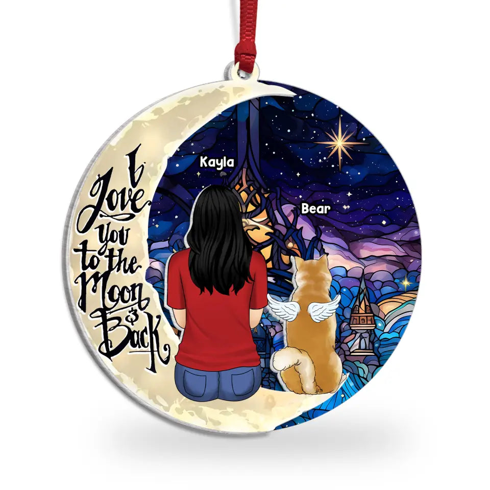 I Love You To The Moon &amp; The Back - Personalized Suncatcher Ornament