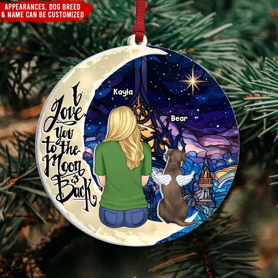I Love You To The Moon & The Back - Personalized Suncatcher Ornament