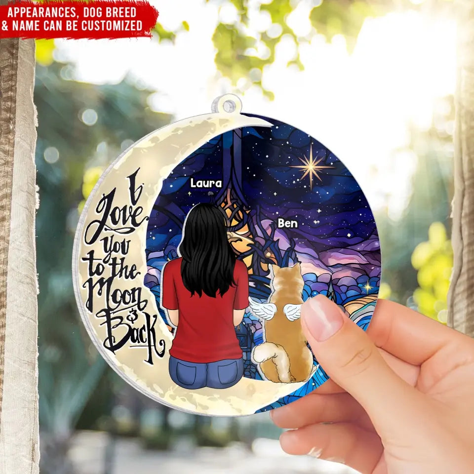 I Love You To The Moon & The Back - Personalized Suncatcher Ornament