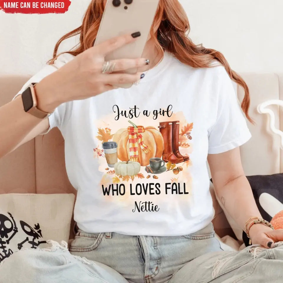 Just A Girl Who Loves Fall - Personalized T-Shirt