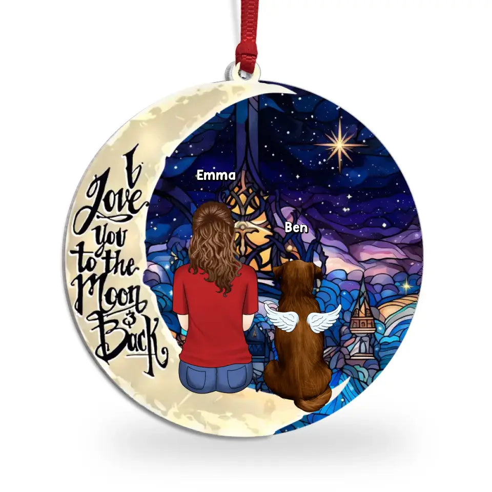 I Love You To The Moon & The Back - Personalized Suncatcher Ornament