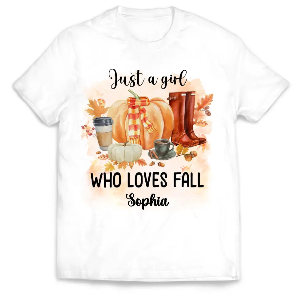 Just A Girl Who Loves Fall - Personalized T-Shirt