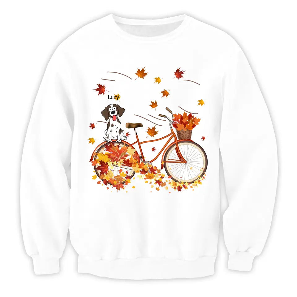 Dog Fall Bicycle - Personalized T-Shirt, Gift For Dog Lovers