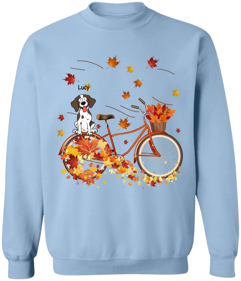 Dog Fall Bicycle - Personalized T-Shirt, Gift For Dog Lovers
