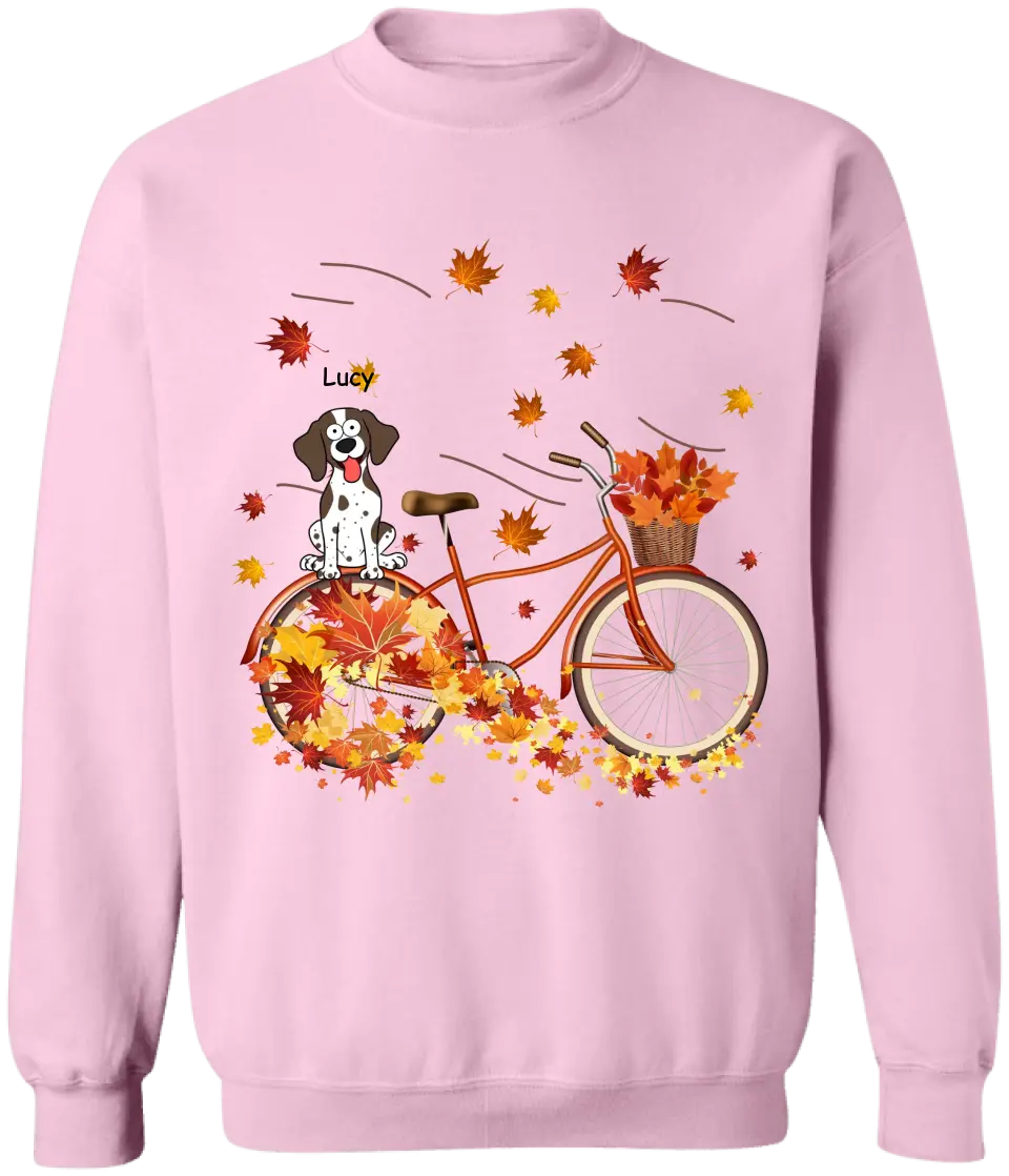 Dog Fall Bicycle - Personalized T-Shirt, Gift For Dog Lovers