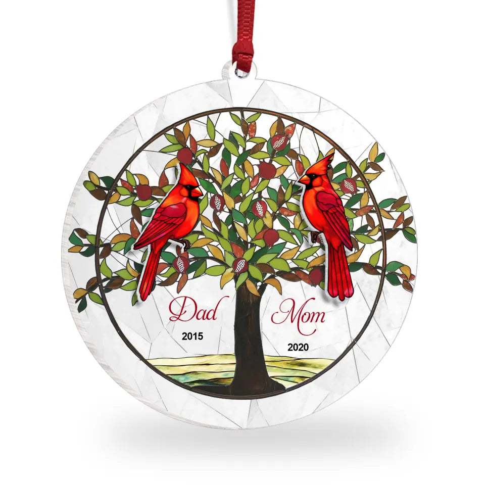 Cardinal Custom Family Name - Personalized Suncatcher Ornament, Memorial Gift