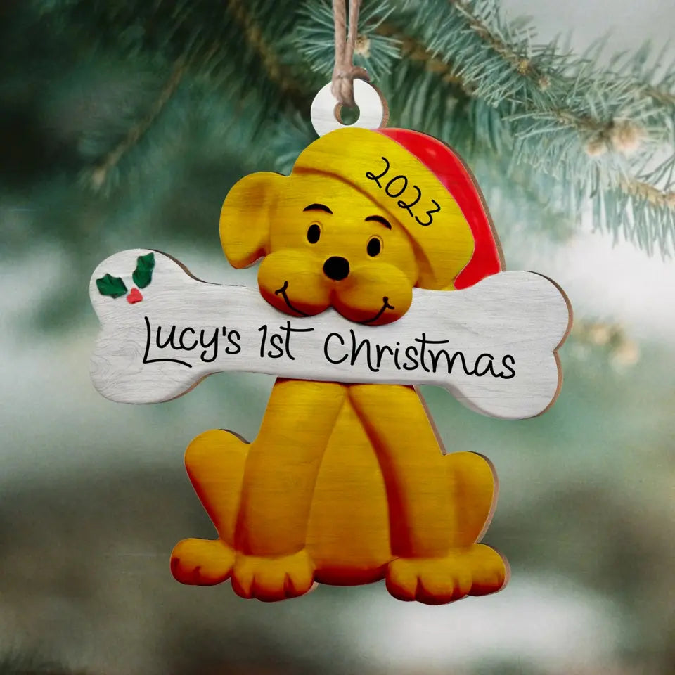 1st Christmas - Personalized Wooden Ornament, Gift For Dog Lover, Gift For Christmas