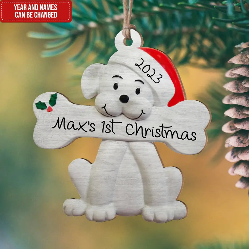 1st Christmas - Personalized Wooden Ornament, Gift For Dog Lover, Gift For Christmas