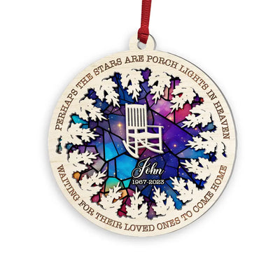 Perhaps The Stars Are Porch Lights In Heaven - Personalized Suncatcher Ornament, Memorial Gift