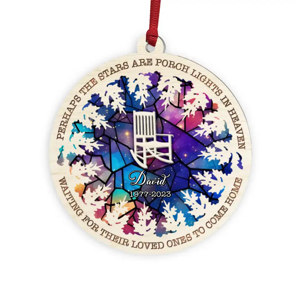 Perhaps The Stars Are Porch Lights In Heaven - Personalized Suncatcher Ornament, Memorial Gift