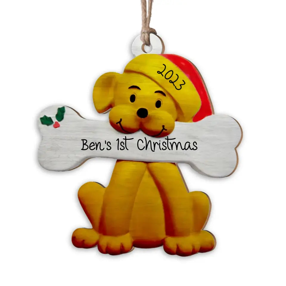 1st Christmas - Personalized Wooden Ornament, Gift For Dog Lover, Gift For Christmas