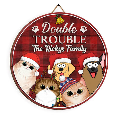 Double Trouble - Personalized Wood Sign, Gift For Christmas