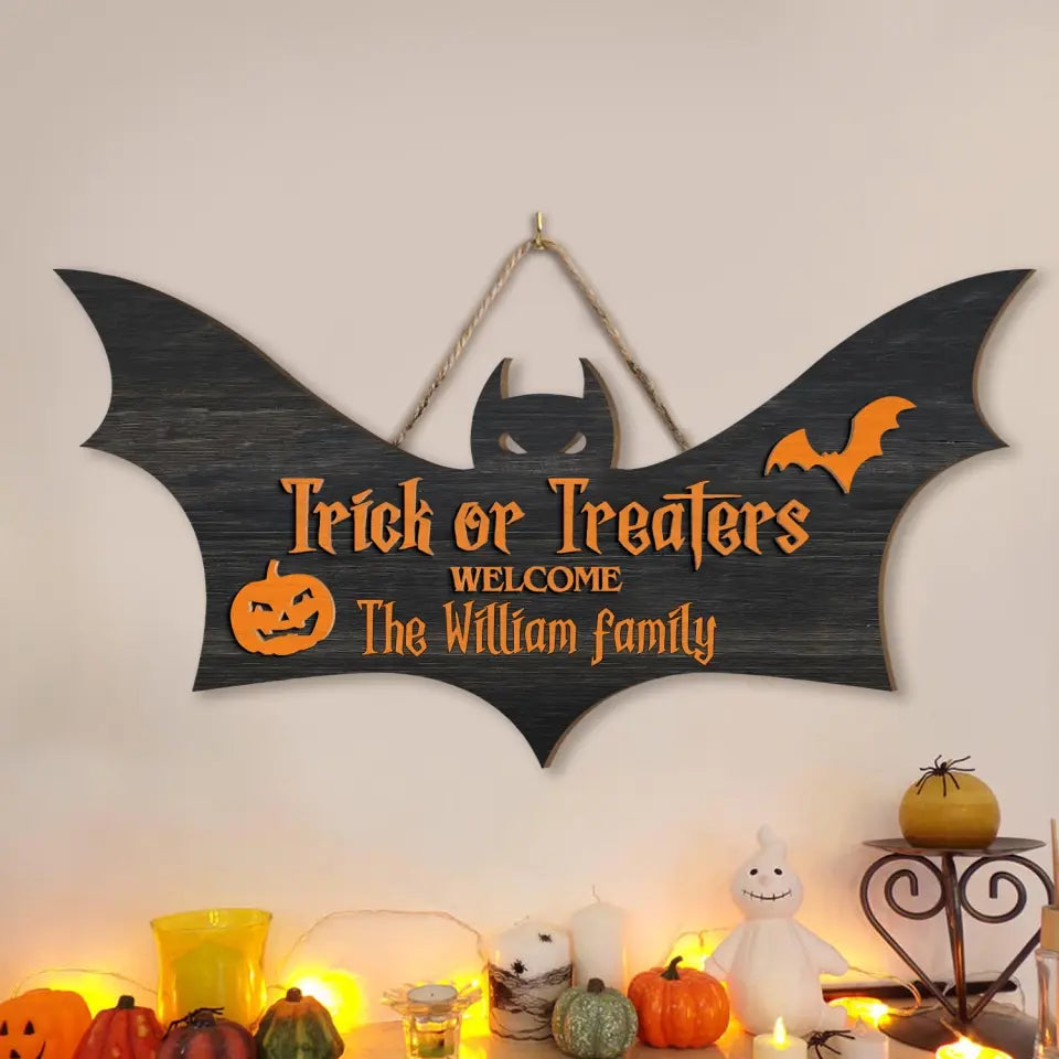 Trick Or Treater - Personalized Wood Sign, Gift For Halloween