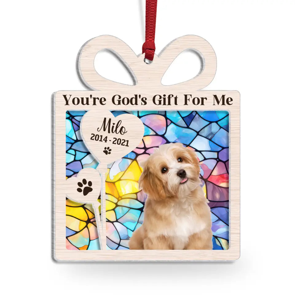 You&#39;re God&#39;s Gift For Me - Personalized Suncatcher Ornament