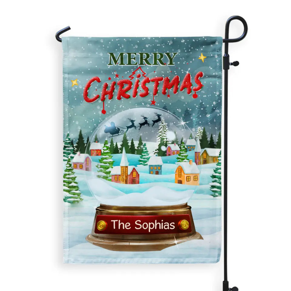 Merry Christmas Snow - Personalized Garden Flag, Christmas Gift