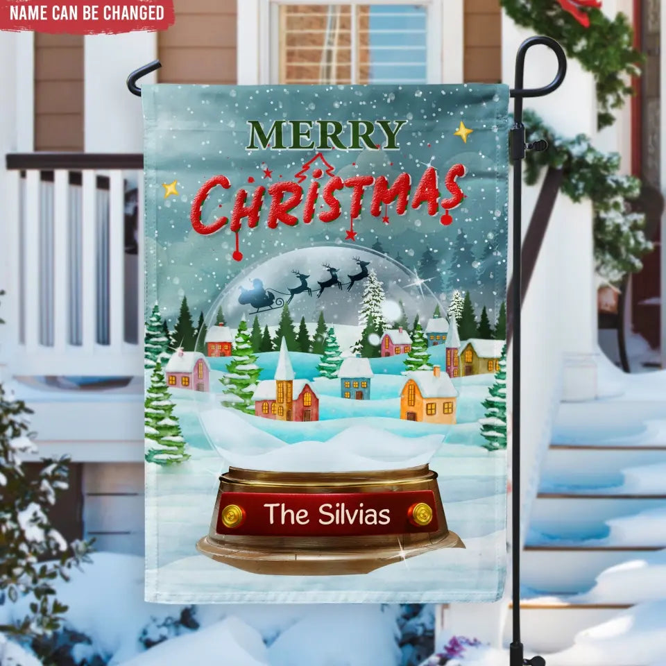 Merry Christmas Snow - Personalized Garden Flag, Christmas Gift