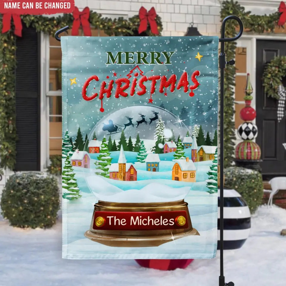 Merry Christmas Snow - Personalized Garden Flag, Christmas Gift