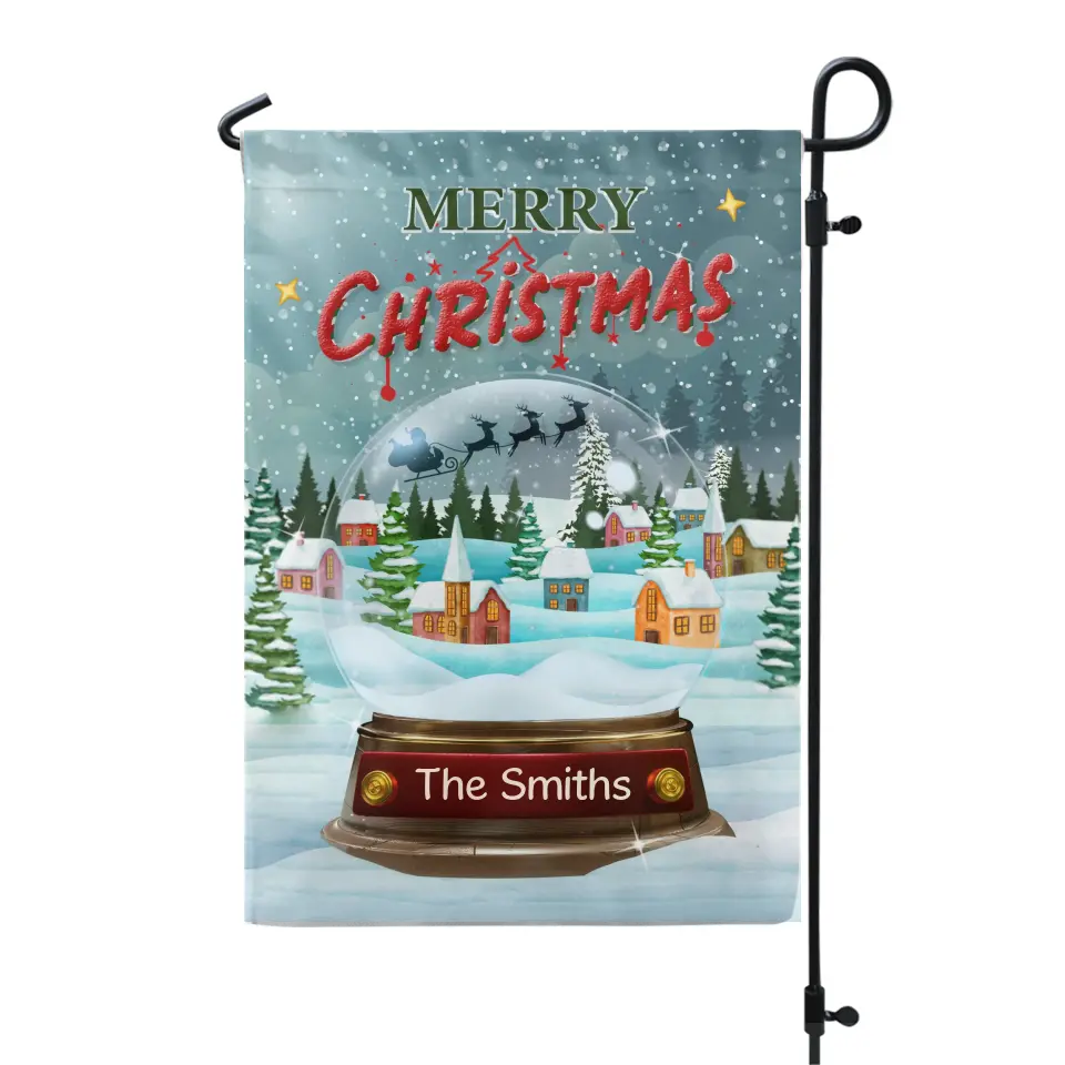 Merry Christmas Snow - Personalized Garden Flag, Christmas Gift