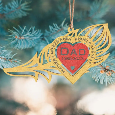 Feathers Appear When Angels Are Near - Personalized Wooden Ornament, Memorial Gift
